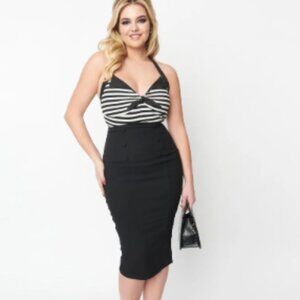 Unique Vintage Black Sailor Sierra Pencil Skirt